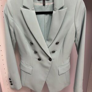 White House Black Market Mint Green Double-Breasted Blazer